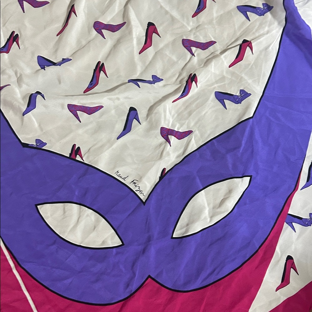 Purple and Pink Women's Shoe-Print Scarf